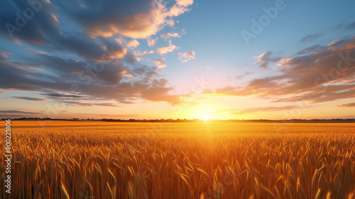 An isolated sunset farmland scene set against a stark white background photo