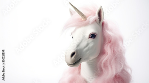 Cute pink unicorn with stars on a white background that is isolated © drizzlingstarsstudio