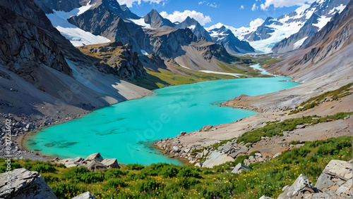 Glacier-carved valleys with turquoise lakes.
