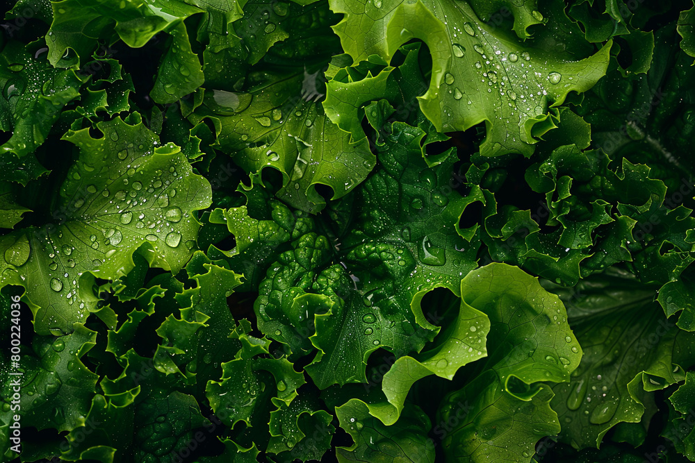 Overhead Shot of Lettuce with visible Water Drops Overhead Shot of Lettuce with visible Water Drops