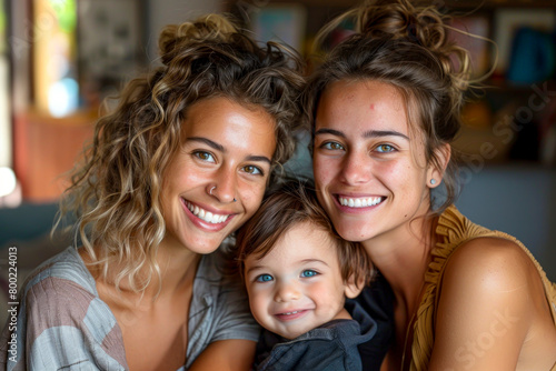 Modern Family: Lesbian Couple Embracing Their Toddler in Heartwarming Portrait