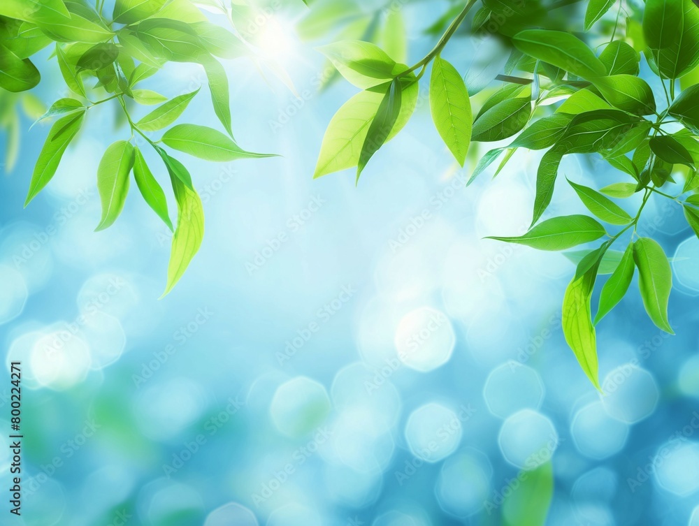 Obraz premium green blue gradient leaves abstract background