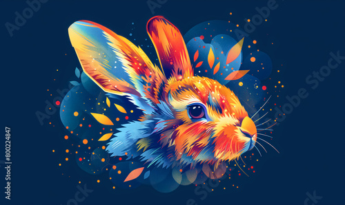 abstract illustration of a rabbit in childish style  logo for t-shirt print