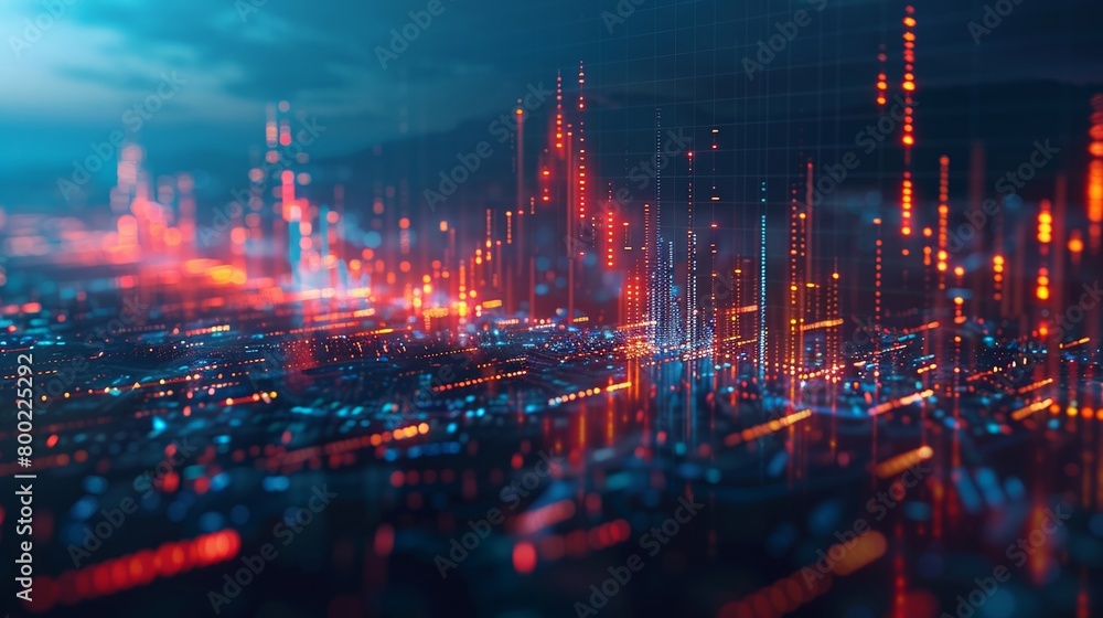 Fototapeta premium A visual representation of stock market data in the form of an interactive graph, ideal for analyzing investment opportunities and tracking economic trends.