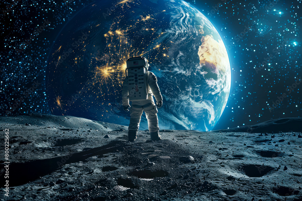 Obraz premium Exploring the Final Frontier: Astronaut's Journey to the Moon and Beyond