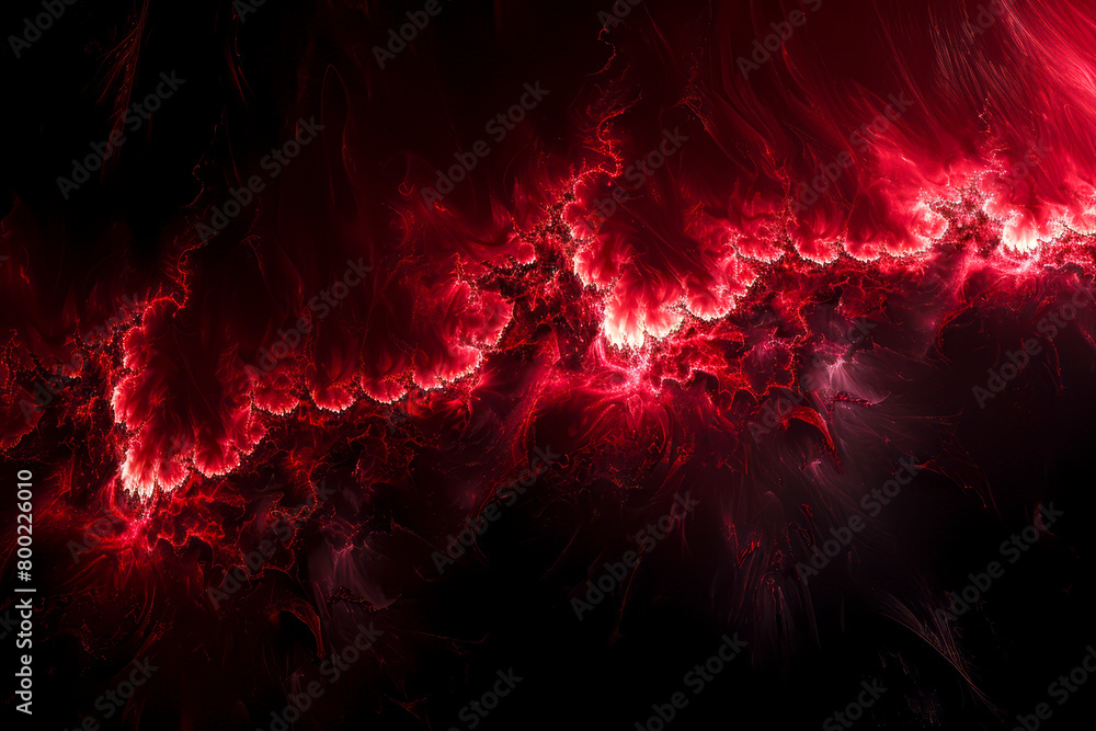 Fototapeta premium Infinite Reproductive Red Fractal Pattern: A Stunning Visual Feast on a Black Canvas