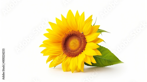 Sunflower in brilliant yellow, isolated on a white background