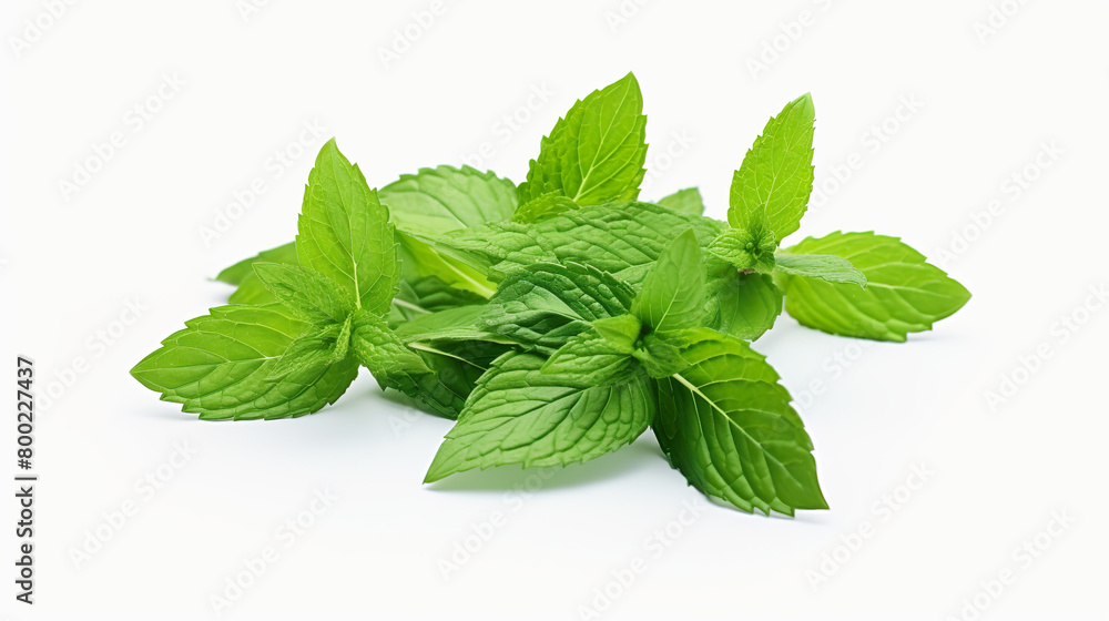 Isolated fresh mint bunch on a white background Isolated fresh mint bunch on a white background