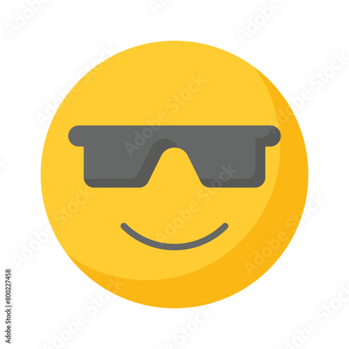 Glasses on emoji face showing concept icon of cool emoji, proud emoji