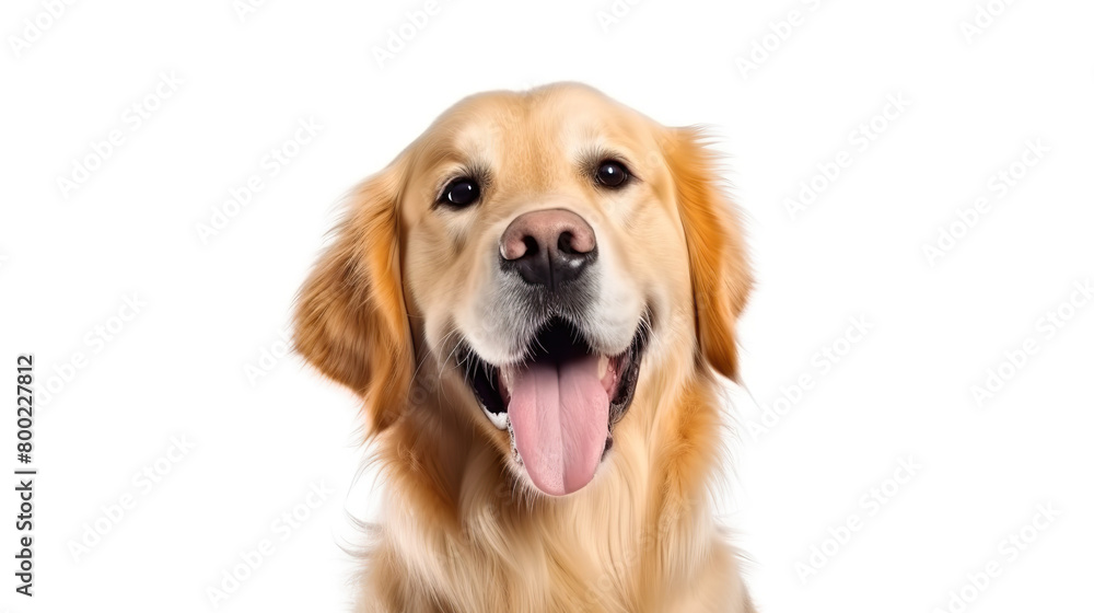 Happy, adorable dog isolated on a white background