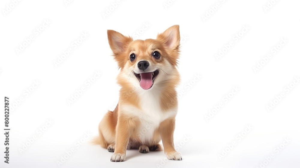 Happy, adorable dog isolated on a white background