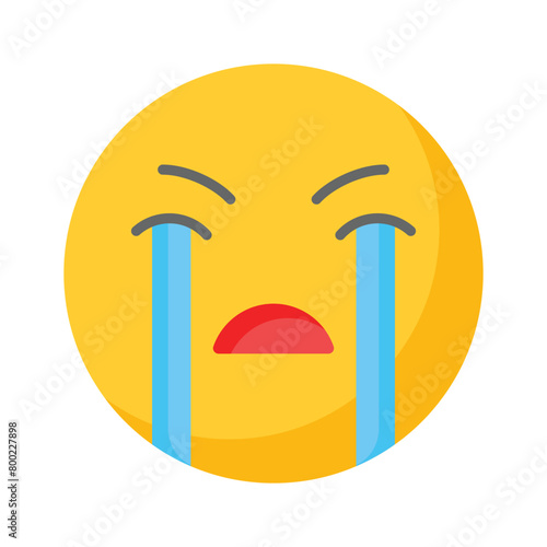 Get this amazing crying emoji vector design, customizable vector