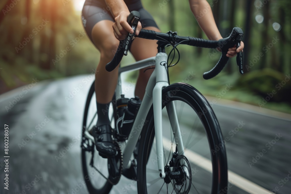 Cyclist s precise control on handlebars in sharp turn, showcasing olympic sport concept Cyclist s precise control on handlebars in sharp turn, showcasing olympic sport concept