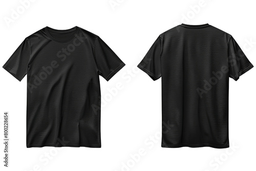 Black t-shirt template front and back illustration , cut out transparent isolated on white background ,PNG file