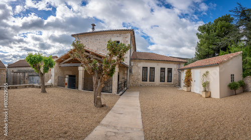 Lecques, France - 04 15 2024: View of the outer courtyard of the town hall of the village in the south of France. photo