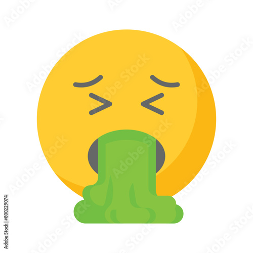 Get your hands on this trendy vomiting emoji icon design