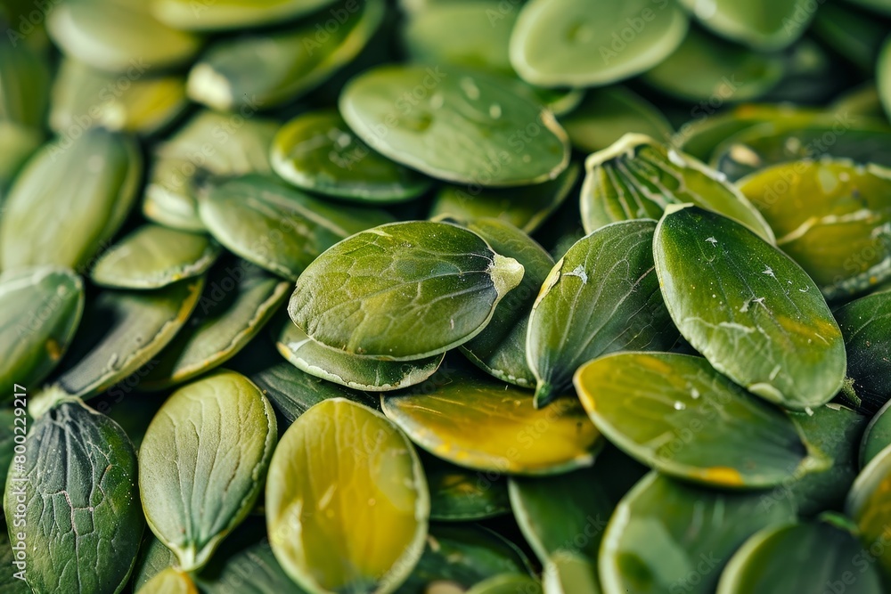 Directly above close up view of delicious pumpkin seeds Directly above close up view of delicious pumpkin seeds