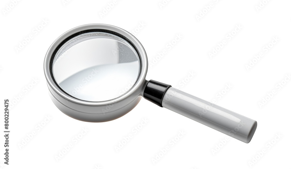 loupe avec manche et contour en plastique blanc, détouré sur fond transparent loupe avec manche et contour en plastique blanc, détouré sur fond transparent