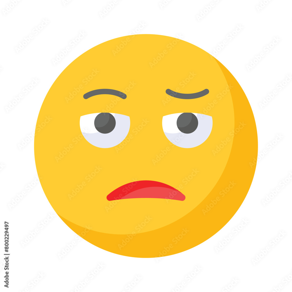 Fototapeta premium Bored face expression, icon of bored emoji, premium vector