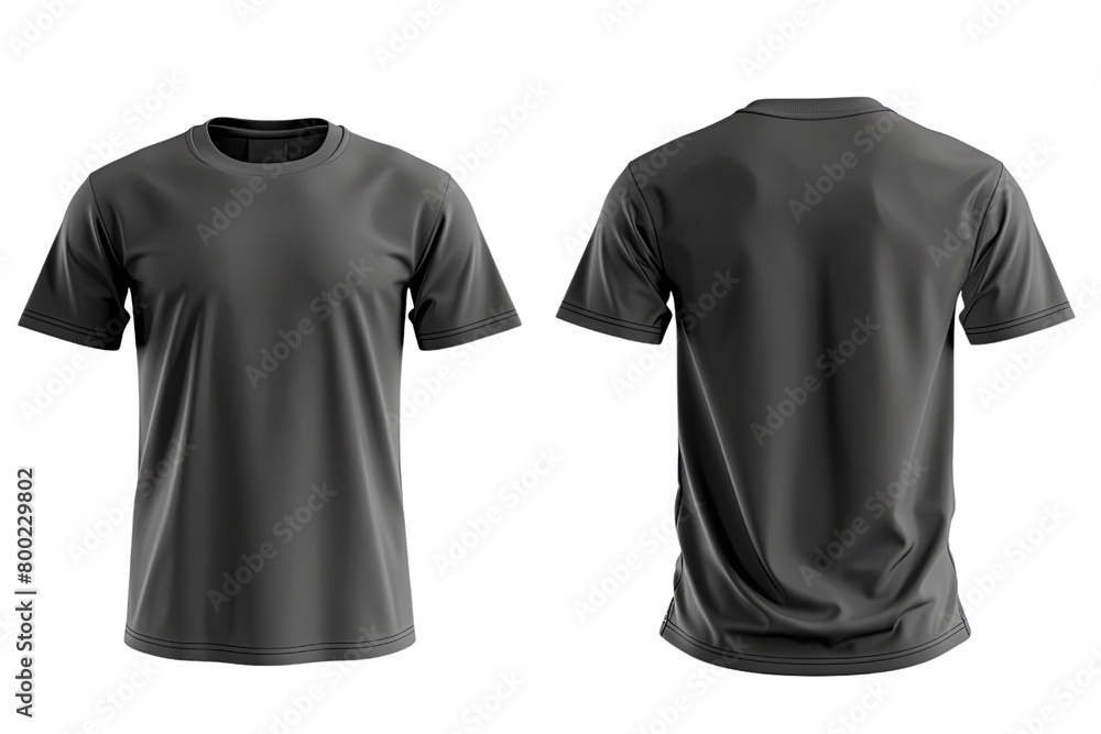 Black t-shirt template front and back illustration , cut out transparent isolated on white background ,PNG file Black t-shirt template front and back illustration , cut out transparent isolated on white background ,PNG file