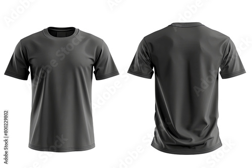 Black t-shirt template front and back illustration , cut out transparent isolated on white background ,PNG file