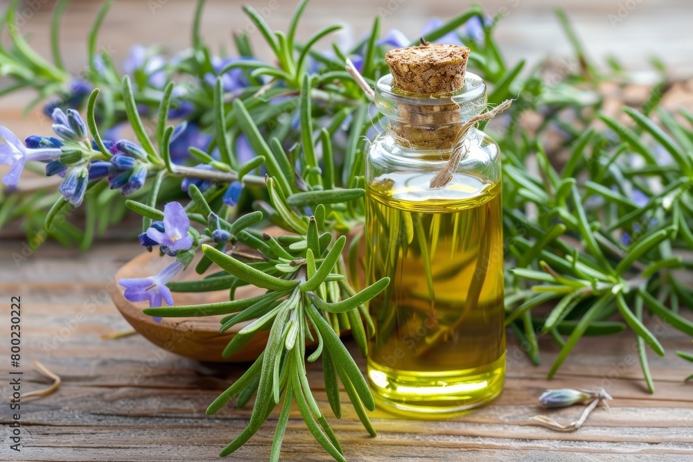 Essential oil made from fresh rosemary twigs Essential oil made from fresh rosemary twigs