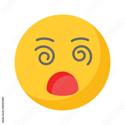 Dizzy emoji icon, dizziness expression vector design