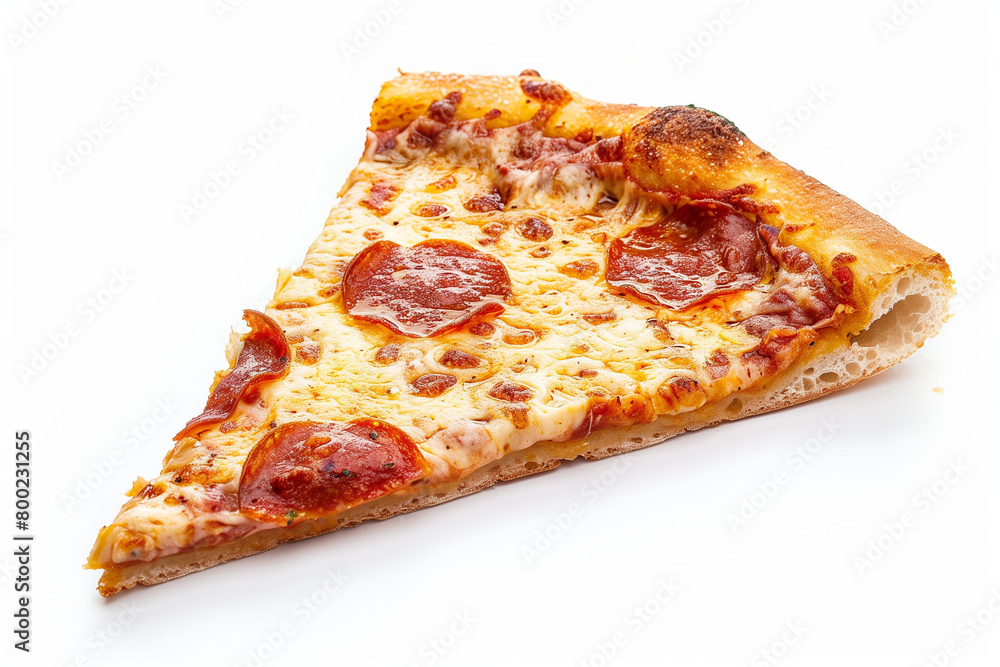 slice of pepperoni pizza isolated on a white background slice of pepperoni pizza isolated on a white background
