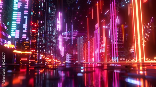 Neon Metropolis: A Nighttime Cityscape Alive with Futuristic Lights