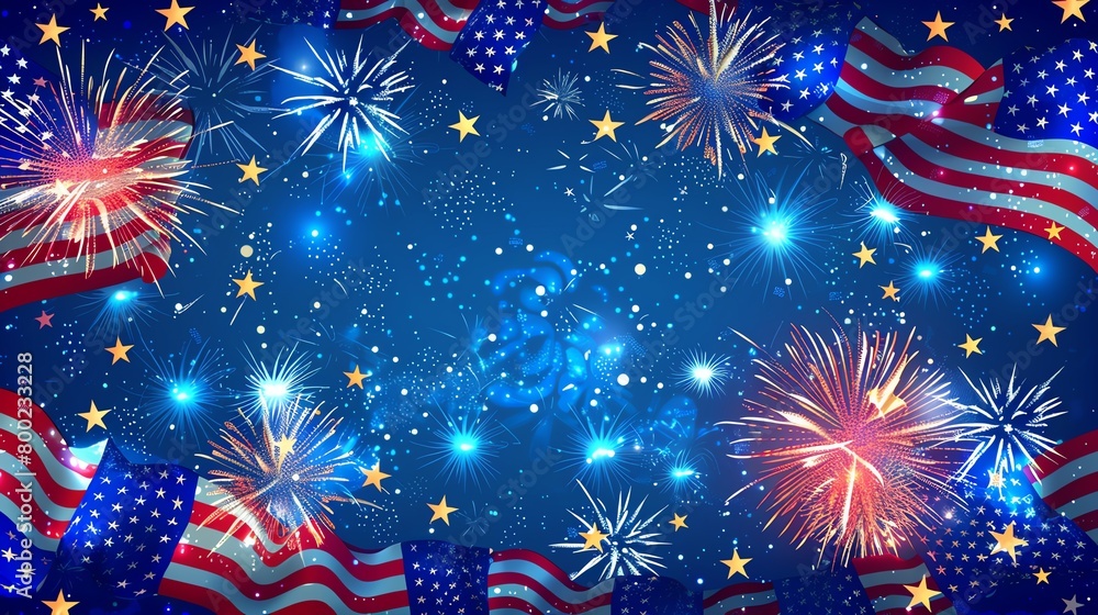 Fireworks bursting in star patterns in the night sky, Independence Day, 3D clipart, from below Fireworks bursting in star patterns in the night sky, Independence Day, 3D clipart, from below