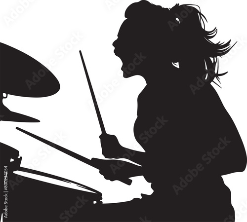 Woman Drummer Silhouette