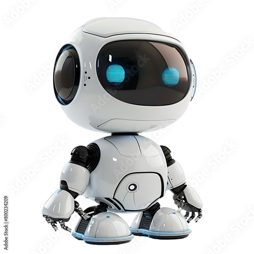 Cute ai robot chatbot on isolated transparent background