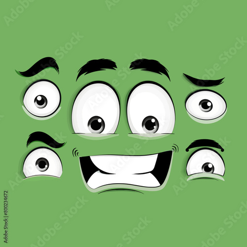 A green monster with a big smile and big eyes