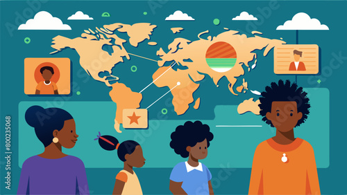An interactive exhibit on the Great Migration allowing users to see the challenges and opportunities faced by African Americans as they moved to. Vector illustration