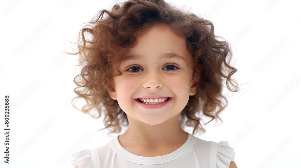 Adorable smiling child isolated against a stark white background Adorable smiling child isolated against a stark white background