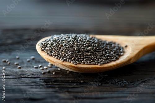 Healthy chia seeds on spoon