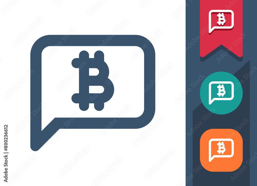 Chat Bubble Icon. Speech Bubble, Comment, Message, Money, Bitcoin, Cryptocurrency Chat Bubble Icon. Speech Bubble, Comment, Message, Money, Bitcoin, Cryptocurrency