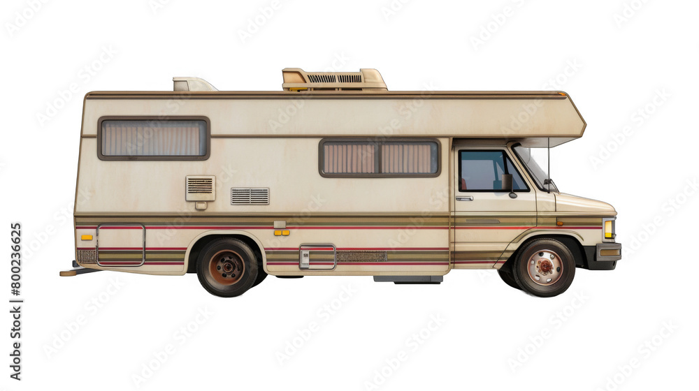 RV urban camping isolated on transparent background
