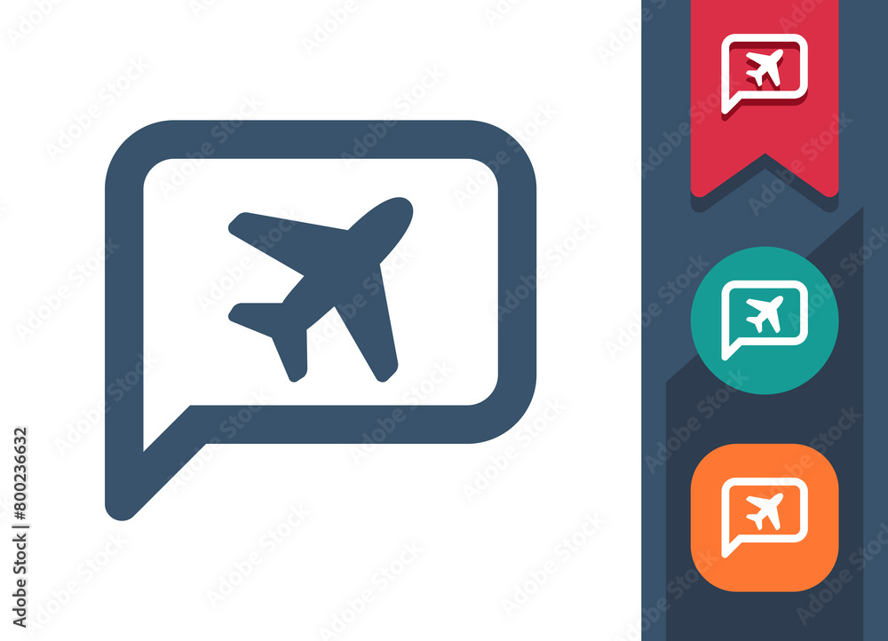 Chat Bubble Icon. Speech Bubble, Comment, Message, Plane, Airplane, Travel Chat Bubble Icon. Speech Bubble, Comment, Message, Plane, Airplane, Travel