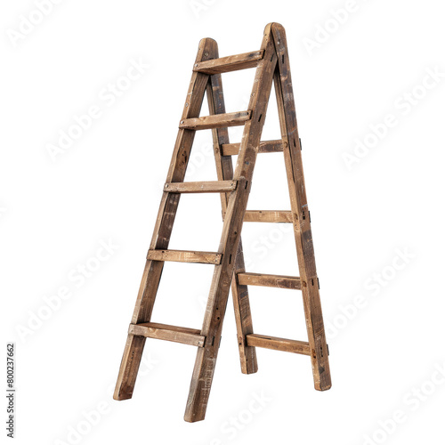 Wooden ladder isolated on transparent background