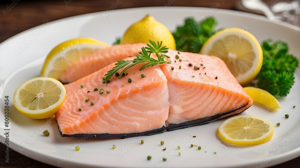 Lemon-infused fresh salmon fillet