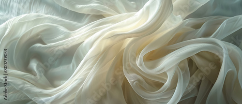 A close up of a white silk fabric with soft folds.