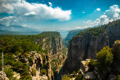 Magnificent nature view of Tazi canyon in Koprulu Nature Park in Turkey. Natural wonders and tourist attractions. Manavgat  Antalya.