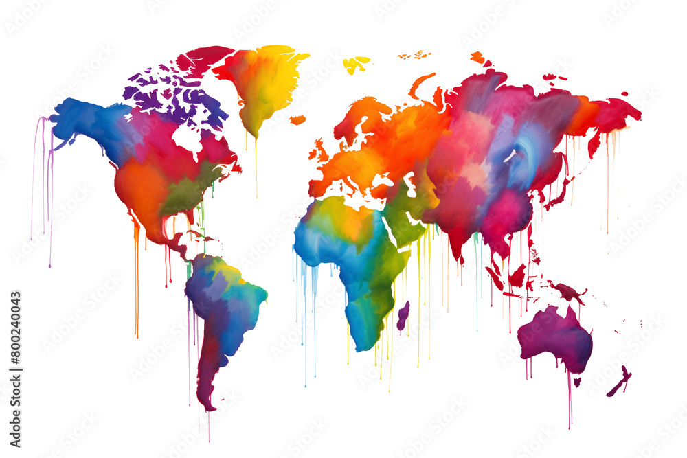 Fototapeta premium World map made of colorful watercolor splashes