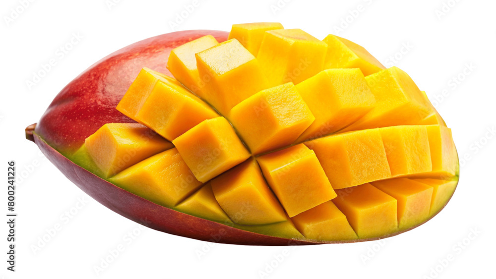 Juicy ripe mango fruits on Transparent background.