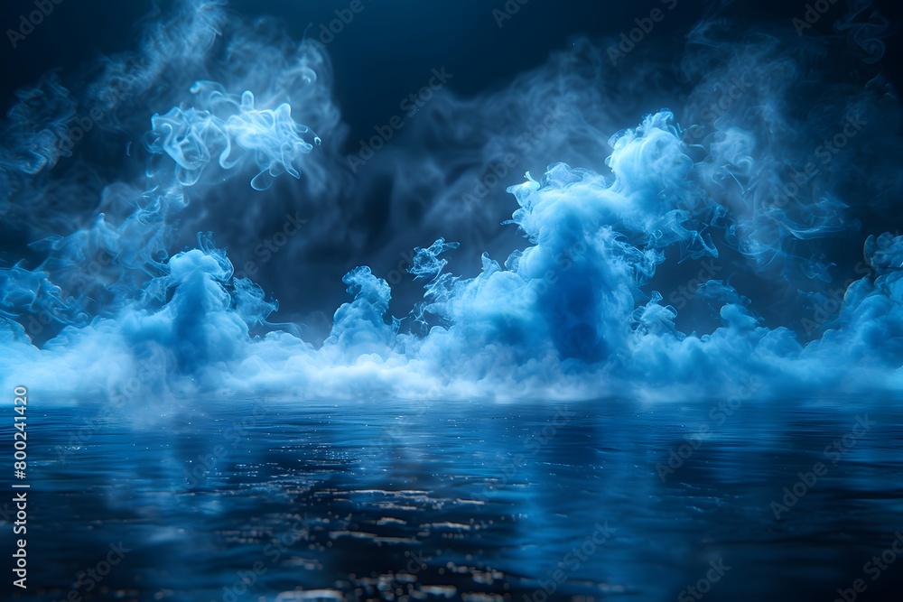Surreal Blue Smoke Mystique Water Reflection Scene