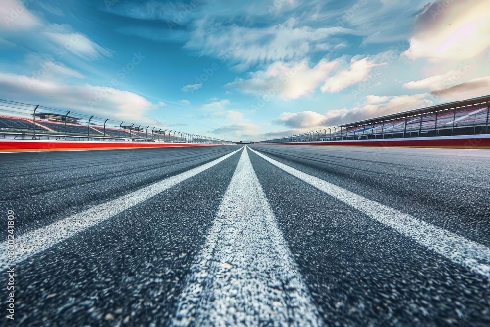 Fototapeta premium Infinity empty international race track with blurred motion effect