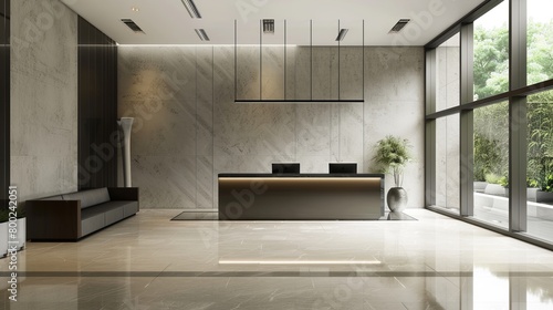 Clean and Serene Minimalist Lobby Interior Image