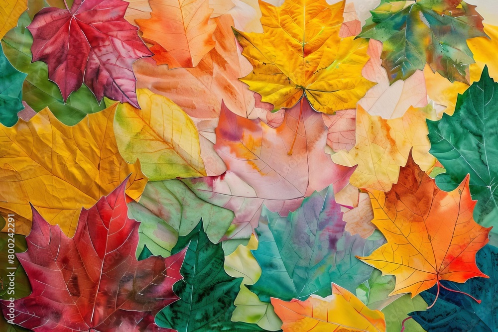Autumn Leaves, Collage of leaves with vibrant fall colors