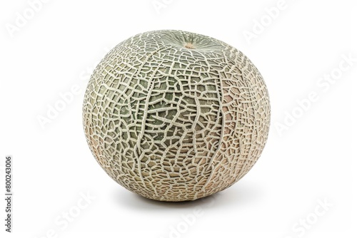 Isolated cantaloupe on white background with clipping path and depth of field